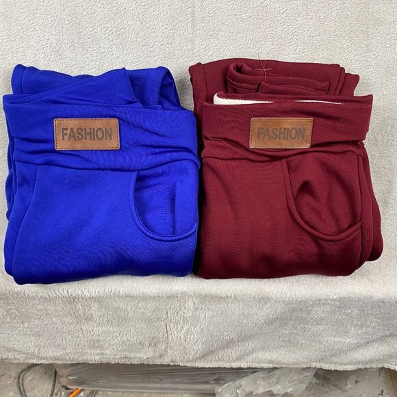 Fashion Branded Woman's Joggers In Maroon & Royal Blue XL Size Polyester Stretch - Picture 11 of 11
